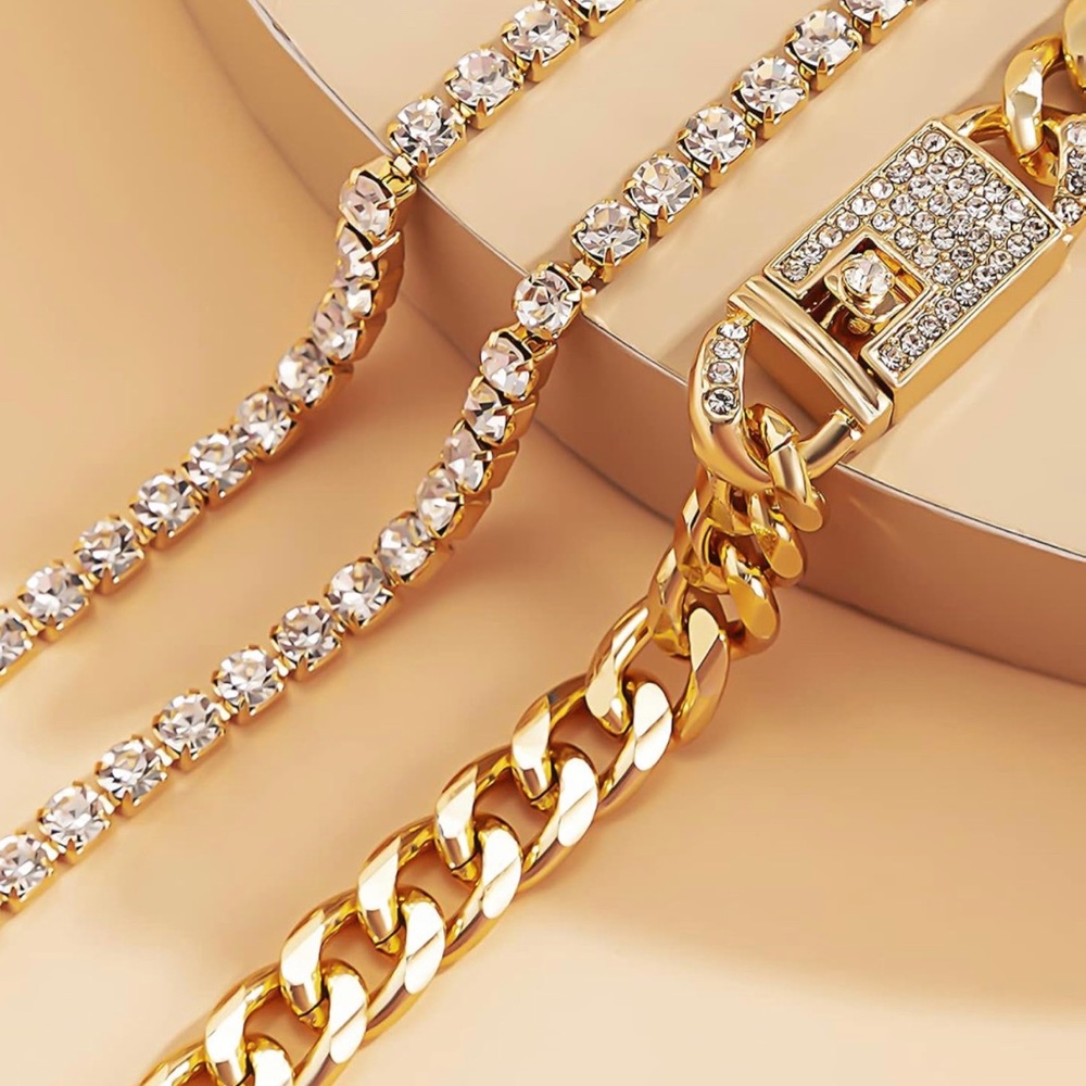 Bling Tennis Anklet for Women Layered Link Chain Anklet